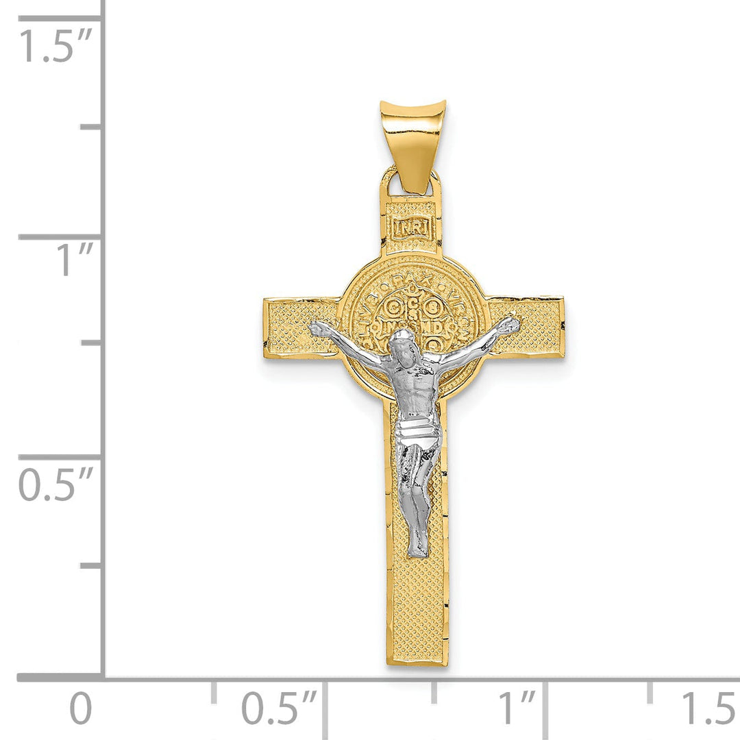 Lovely Rita's Pendants & Charms 14K Two-Tone Gold Elegant Iona St. Benedict Reversible Crucifix