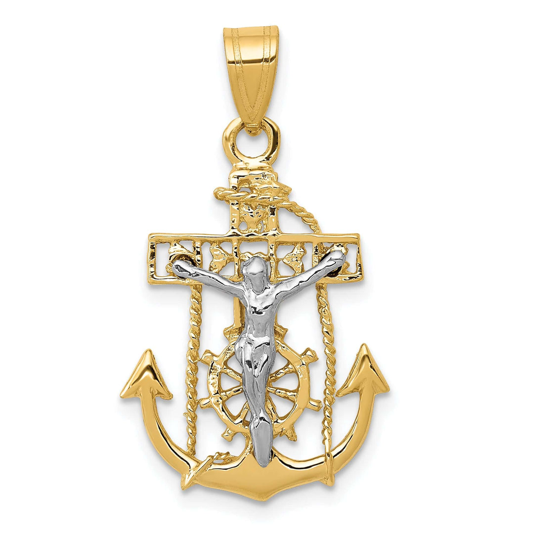 Lovely Rita's Pendants & Charms 14K Two Tone Gold Elegant Mariner Cross Pendant