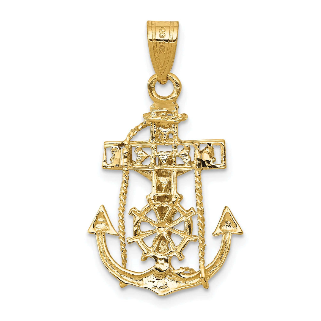 Lovely Rita's Pendants & Charms 14K Two Tone Gold Elegant Mariner Cross Pendant