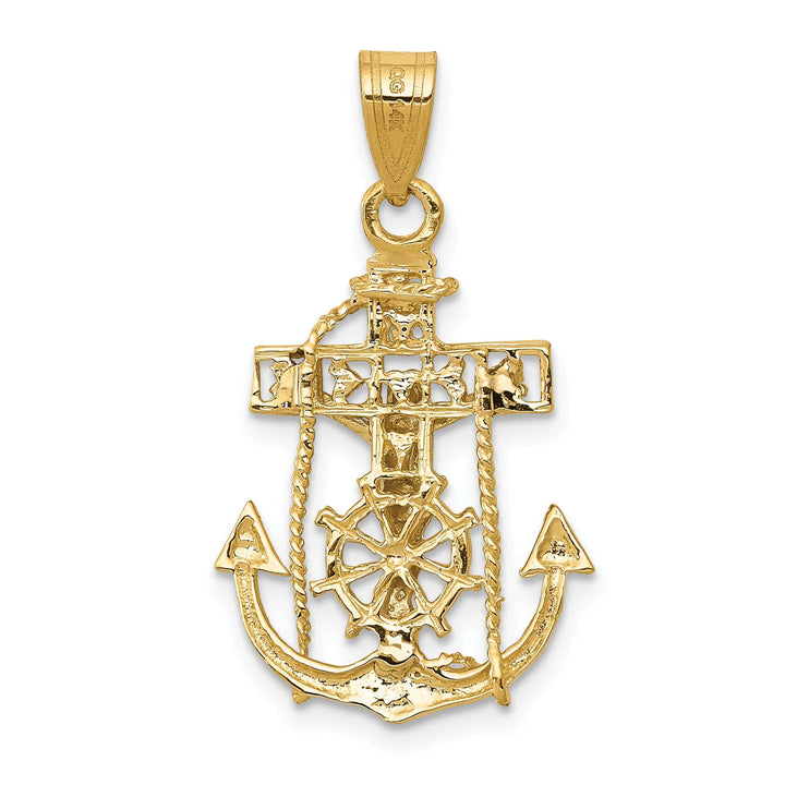 Lovely Rita's Pendants & Charms 14K Two Tone Gold Elegant Mariner Cross Pendant