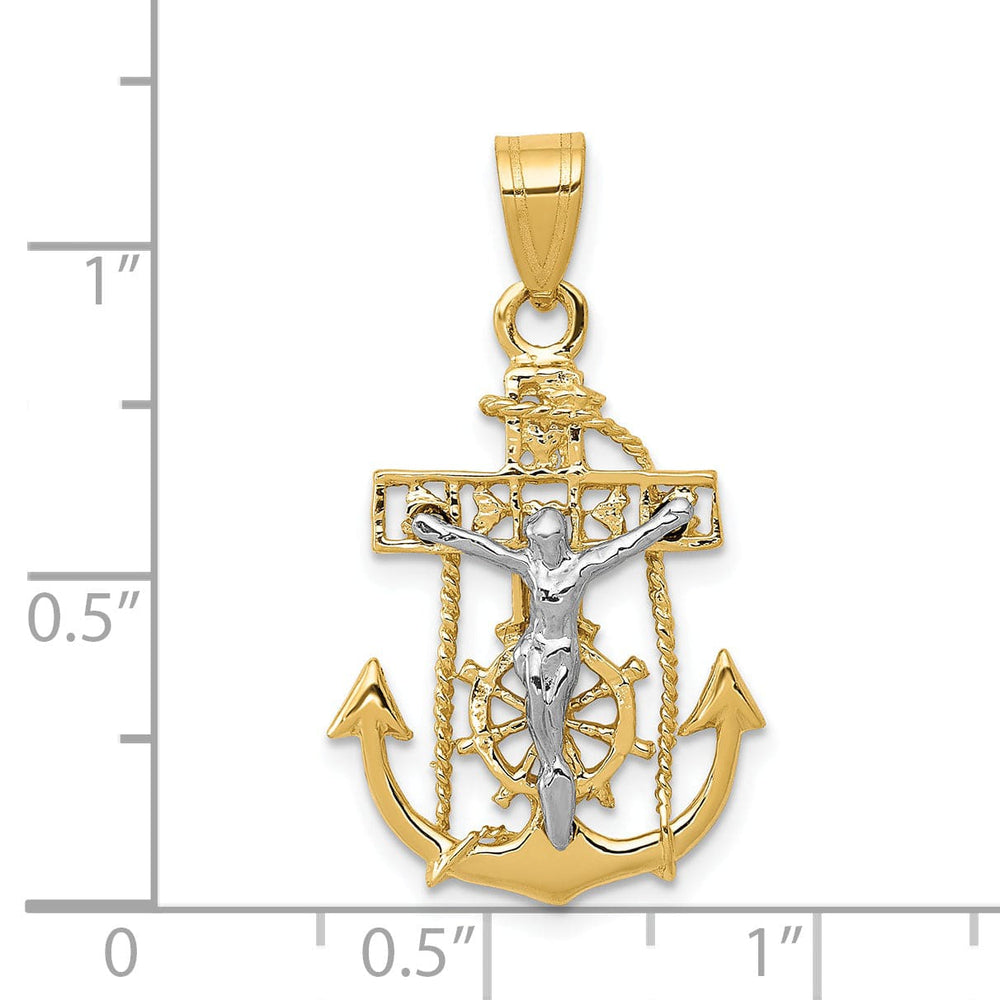 Lovely Rita's Pendants & Charms 14K Two Tone Gold Elegant Mariner Cross Pendant