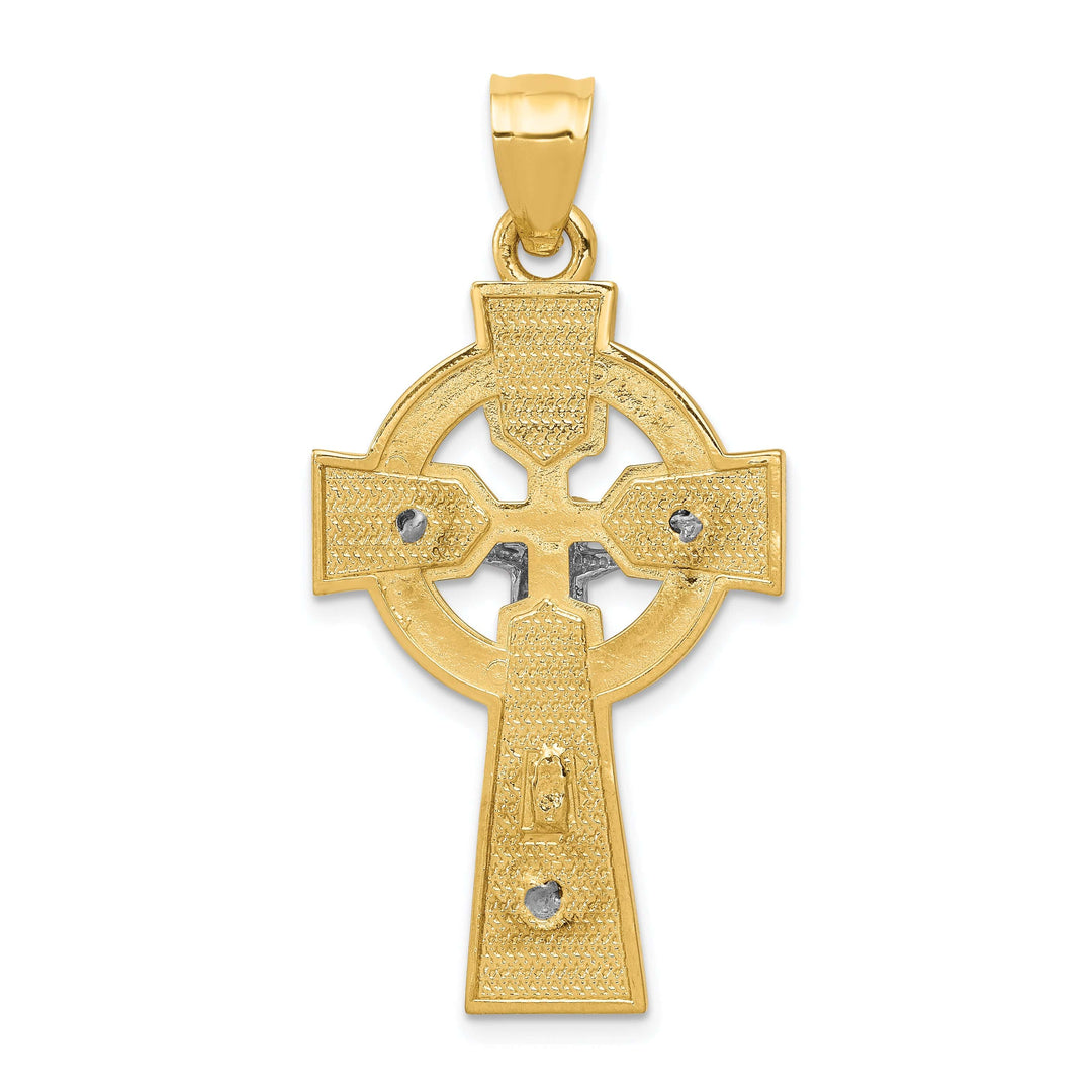 Lovely Rita's Pendants & Charms 14K Two-Tone Gold Elegant Polished Celtic INRI Crucifix Cross