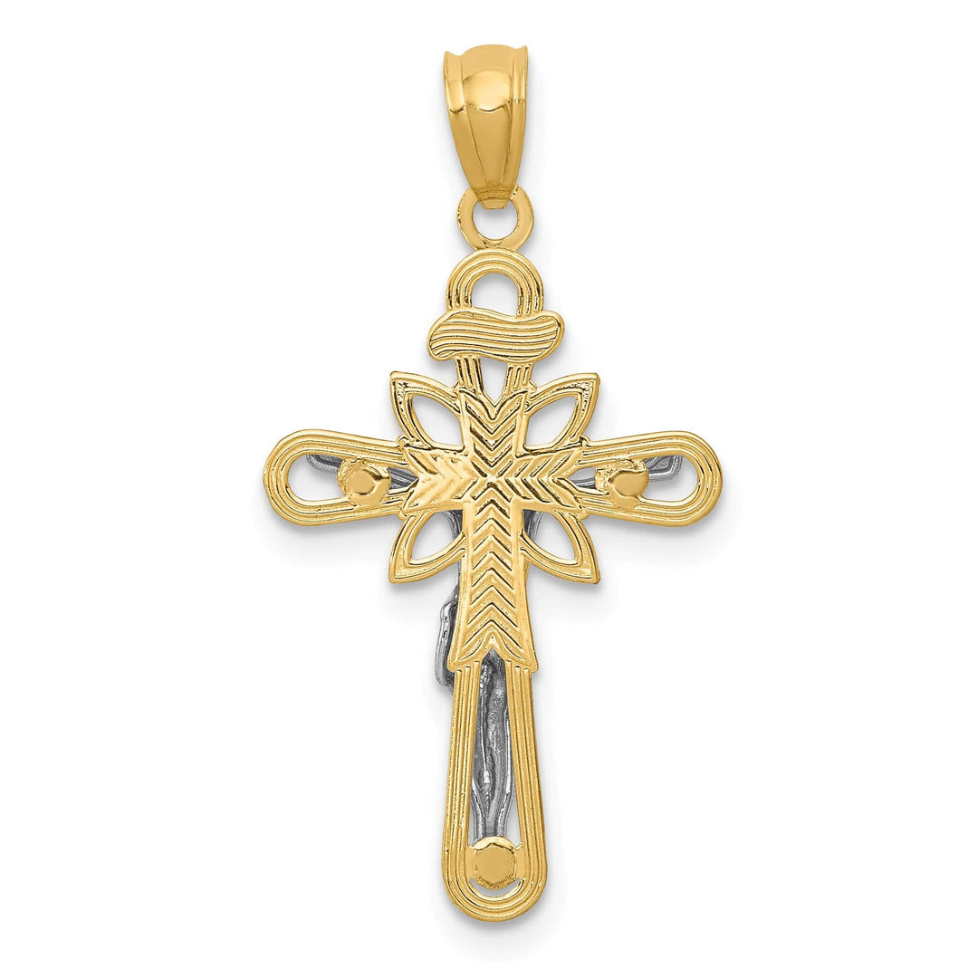 Lovely Rita's Pendants & Charms 14K Two-Tone Gold Elegant Small Iona Crucifix Cross Pendant