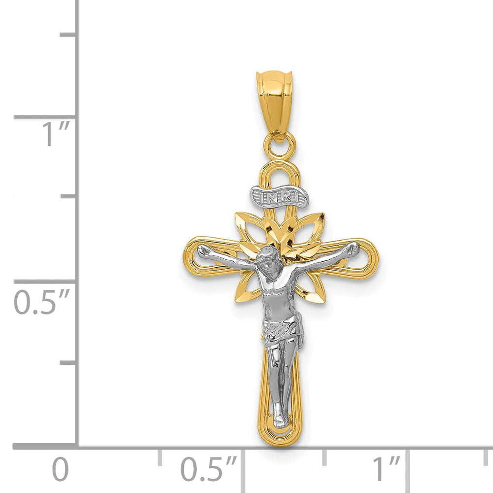 Lovely Rita's Pendants & Charms 14K Two-Tone Gold Elegant Small Iona Crucifix Cross Pendant