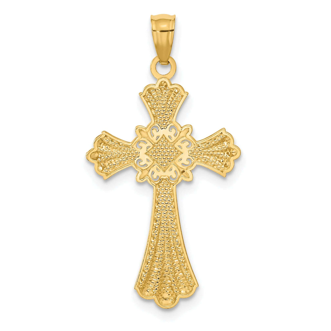 Lovely Rita's Pendants & Charms 14K Two Tone Gold Fleur de Lis Elegant Cross Pendant