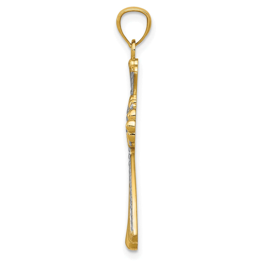 Lovely Rita's Pendants & Charms 14K Two Tone Gold Fleur de Lis Elegant Cross Pendant