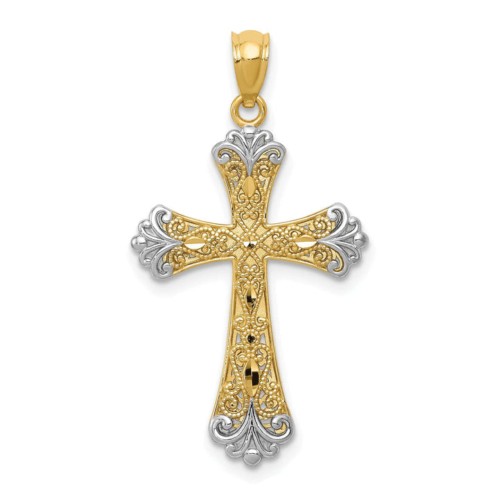 Lovely Rita's Pendants & Charms 14K Two Tone Gold Fleur de Lis GOD LOVE Cross Pendant