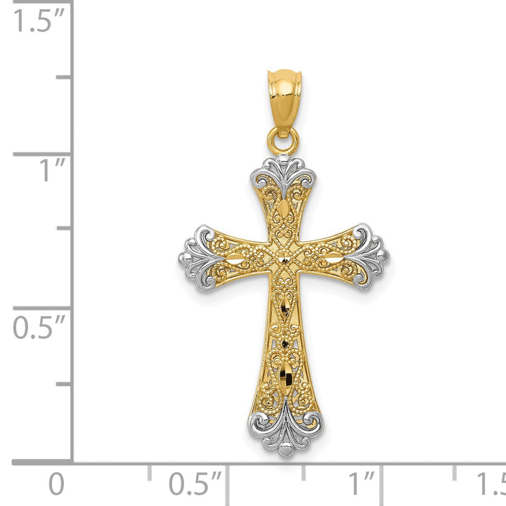 Lovely Rita's Pendants & Charms 14K Two Tone Gold Fleur de Lis GOD LOVE Cross Pendant