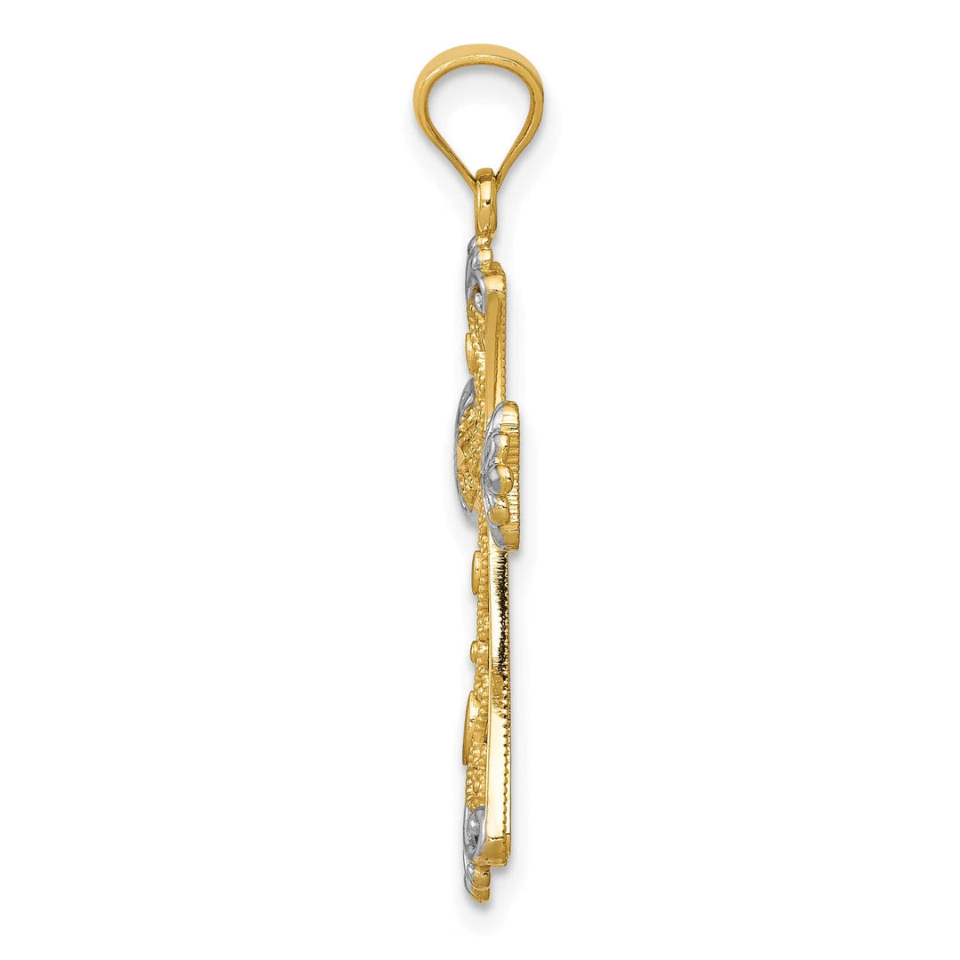 Lovely Rita's Pendants & Charms 14K Two Tone Gold Fleur de Lis GOD LOVE Cross Pendant