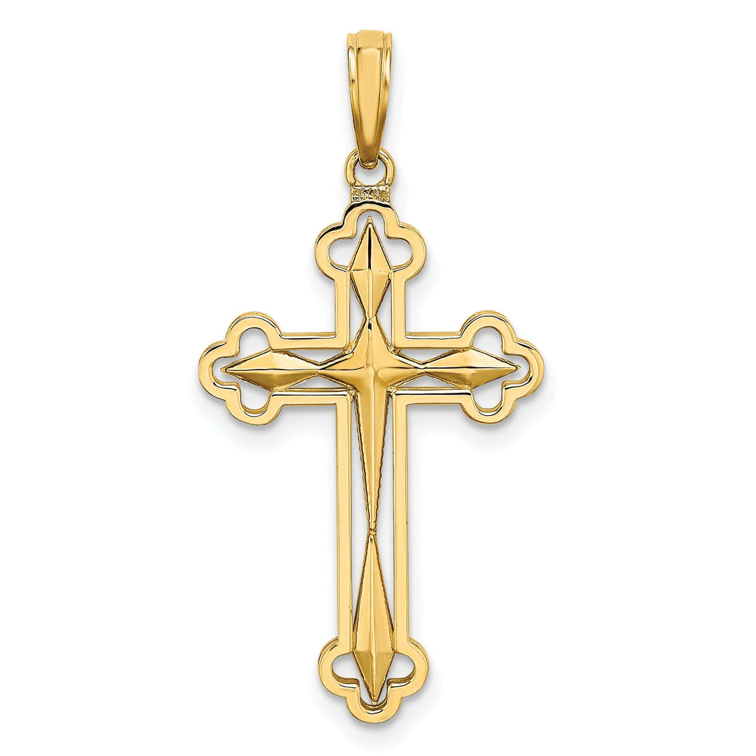 Lovely Rita's Pendants & Charms 14K Two Tone Gold Fleur de Lis Two Sided Cross Pendant