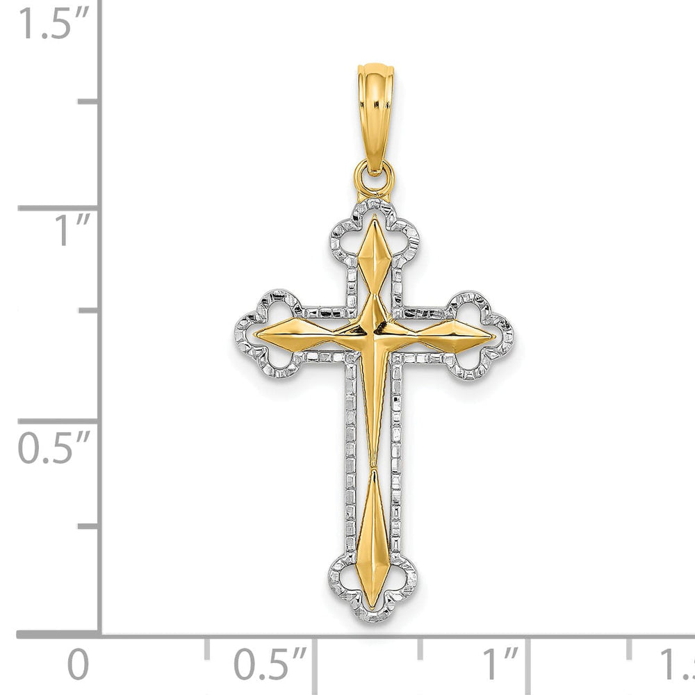 Lovely Rita's Pendants & Charms 14K Two Tone Gold Fleur de Lis Two Sided Cross Pendant