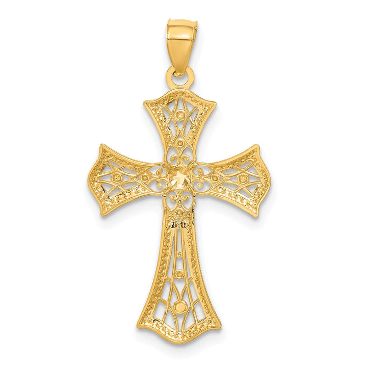 Lovely Rita's Pendants & Charms 14K Two Tone Gold Fleur deLis Intricate Cross Pendant