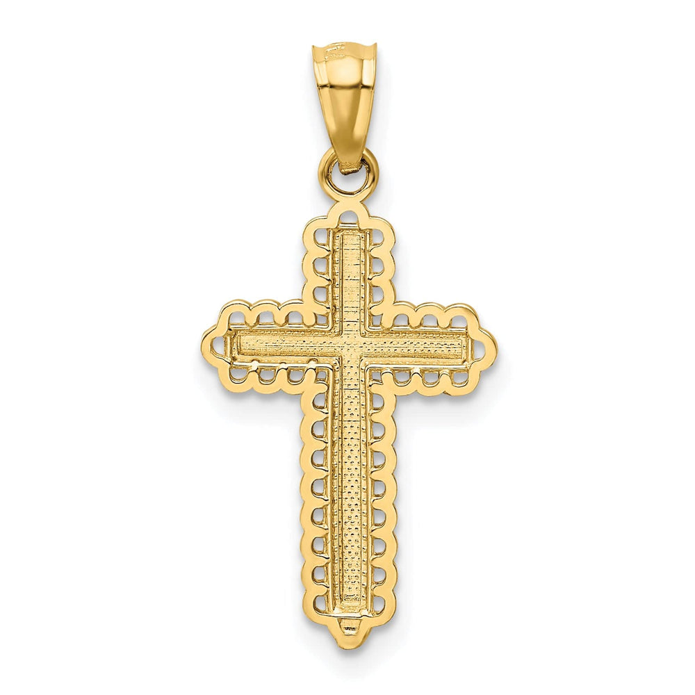 Lovely Rita's Pendants & Charms 14K Two Tone Gold Fluer de Lis Detailed Cross Pendant