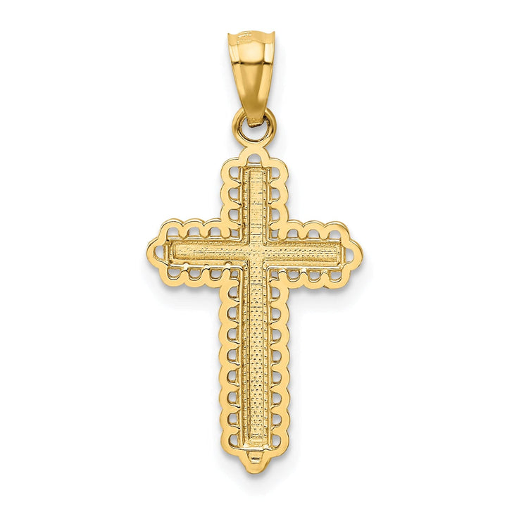 Lovely Rita's Pendants & Charms 14K Two Tone Gold Fluer de Lis Detailed Cross Pendant