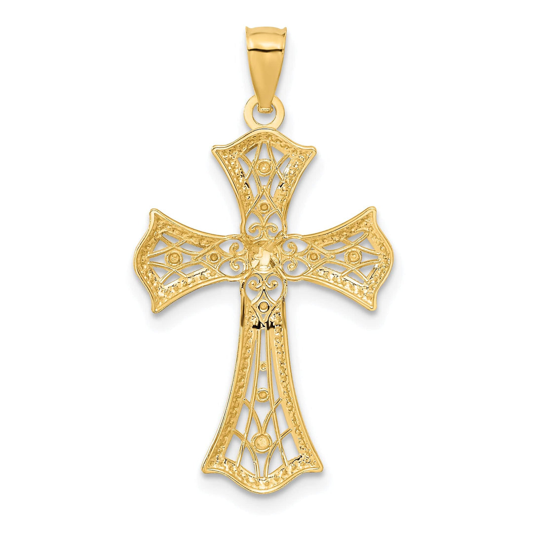 Lovely Rita's Pendants & Charms 14K Two Tone Gold Fluer de lis Fancy Cross Pendant