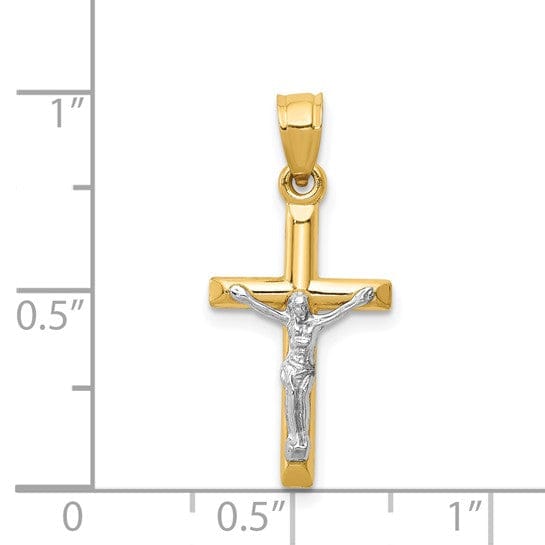 Lovely Rita's Pendants & Charms 14k Two-tone Gold Hollow Crucifix Pendant