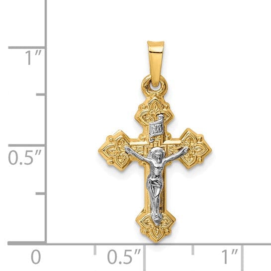 Lovely Rita's Pendants & Charms 14k Two-tone Gold INRI Hollow Crucifix Pendant