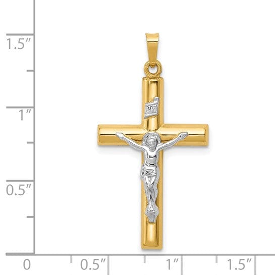 Lovely Rita's Pendants & Charms 14k Two-tone Gold INRI Hollow Crucifix Pendant