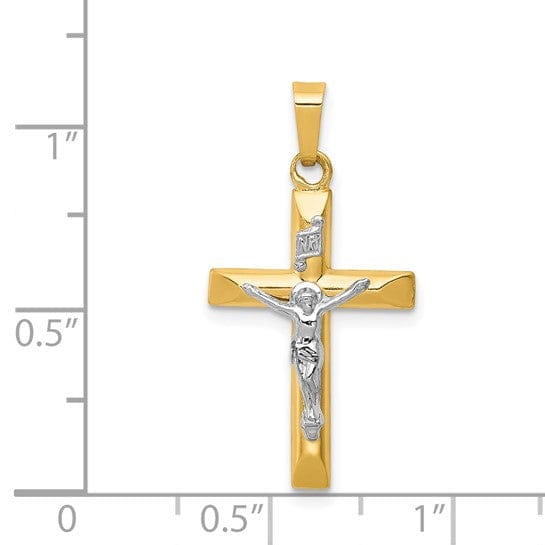 Lovely Rita's Pendants & Charms 14k Two-tone Gold INRI Hollow Crucifix Pendant