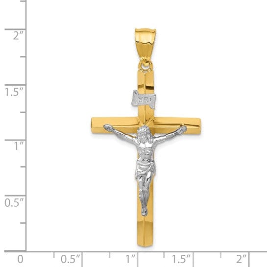 Lovely Rita's Pendants & Charms 14k Two-tone Gold INRI Hollow Crucifix Pendant