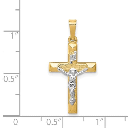 Lovely Rita's Pendants & Charms 14k Two-tone Gold INRI Hollow Crucifix Pendant