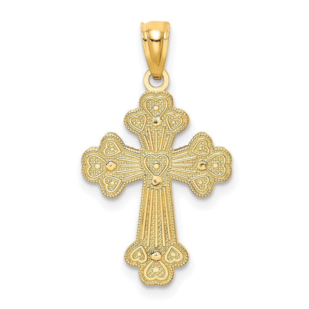 Lovely Rita's Pendants & Charms 14K Two Tone Gold Intricate Filigree Budded Heart Cross