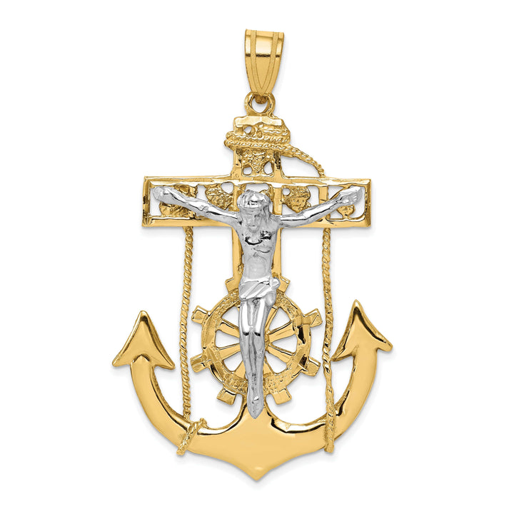 Lovely Rita's Pendants & Charms 14K Two Tone Gold Large Mariner Crucifix Pendant