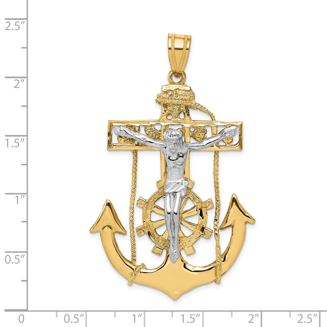 Lovely Rita's Pendants & Charms 14K Two Tone Gold Large Mariner Crucifix Pendant
