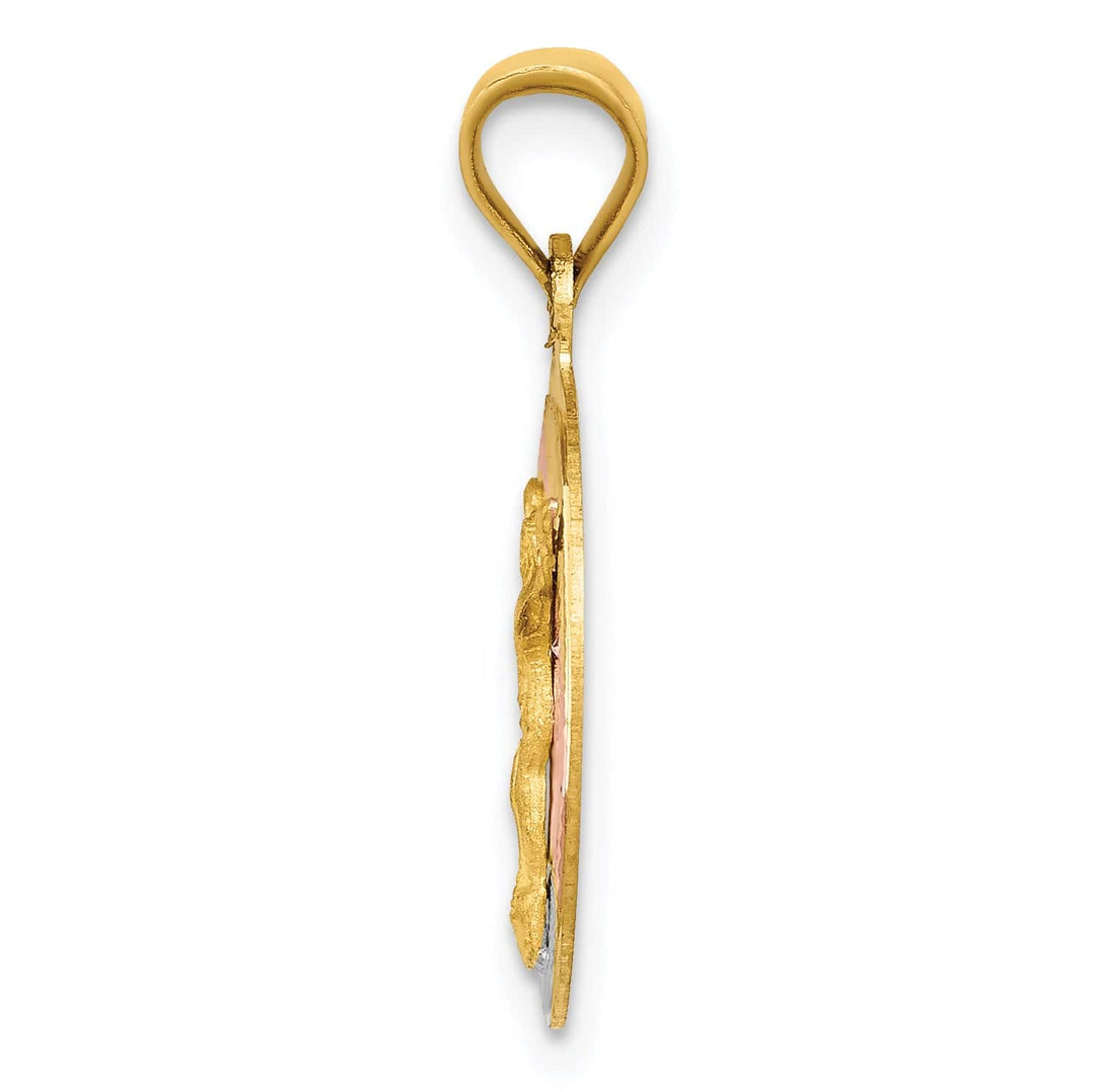 Lovely Rita's Pendants & Charms 14K Two Tone Gold Ornate Rose D.C Corpus Circle Pendant