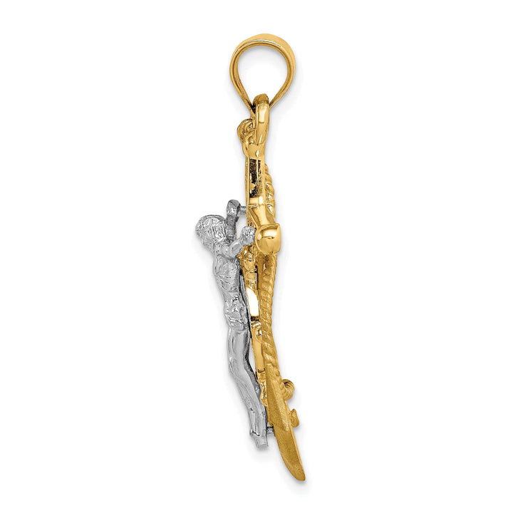 Lovely Rita's Pendants & Charms 14K Two Tone Gold Polished and Satin D.C Mariner Crucifix Pendant