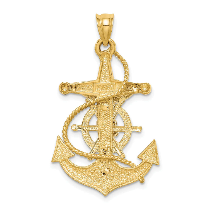 Lovely Rita's Pendants & Charms 14K Two Tone Gold Polished and Satin D.C Mariner Crucifix Pendant