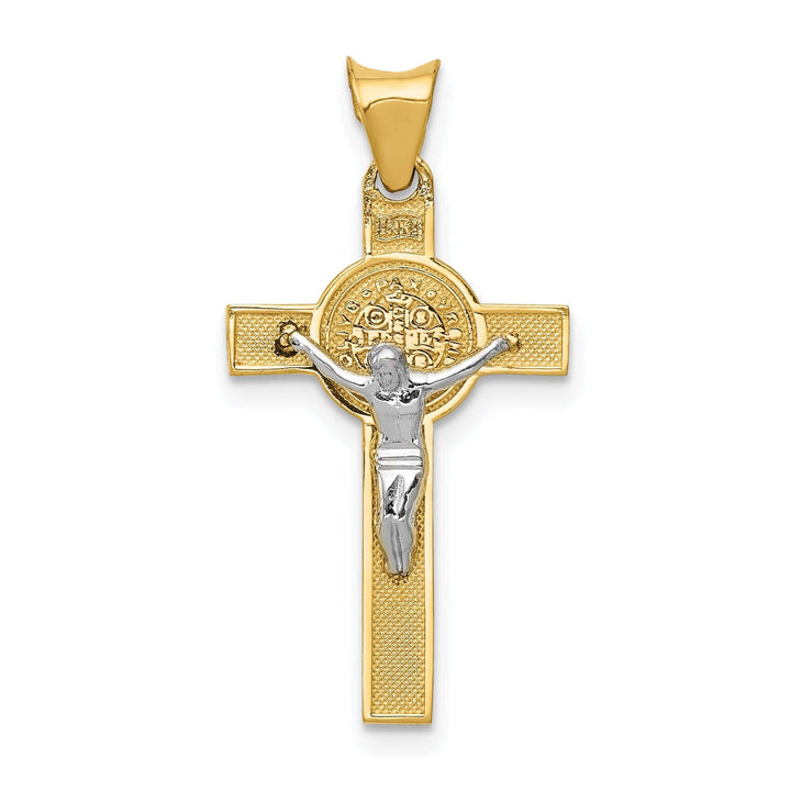 Lovely Rita's Pendants & Charms 14K Two-Tone Gold Timeless Celtic St. Benedict Crucifix Medal