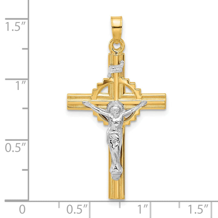 Lovely Rita's Pendants & Charms 14K Two-Tone Gold Timeless Textured INRI Iona Crucifix Pendant