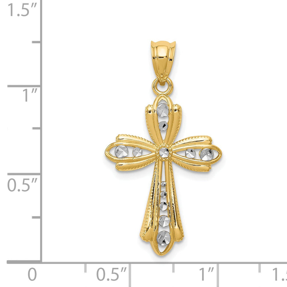 Lovely Rita's Pendants & Charms 14K Two Tone Gold Trendy Fluer de lis Cross Pendant