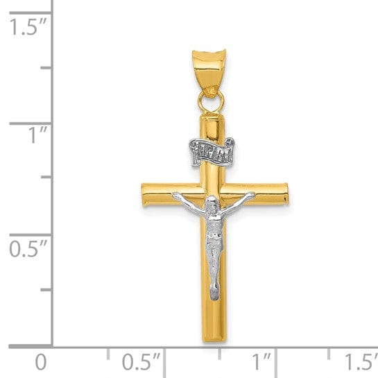 Lovely Rita's Pendants & Charms 14k Two-tone INRI Crucifix Hollow Cross Pendant