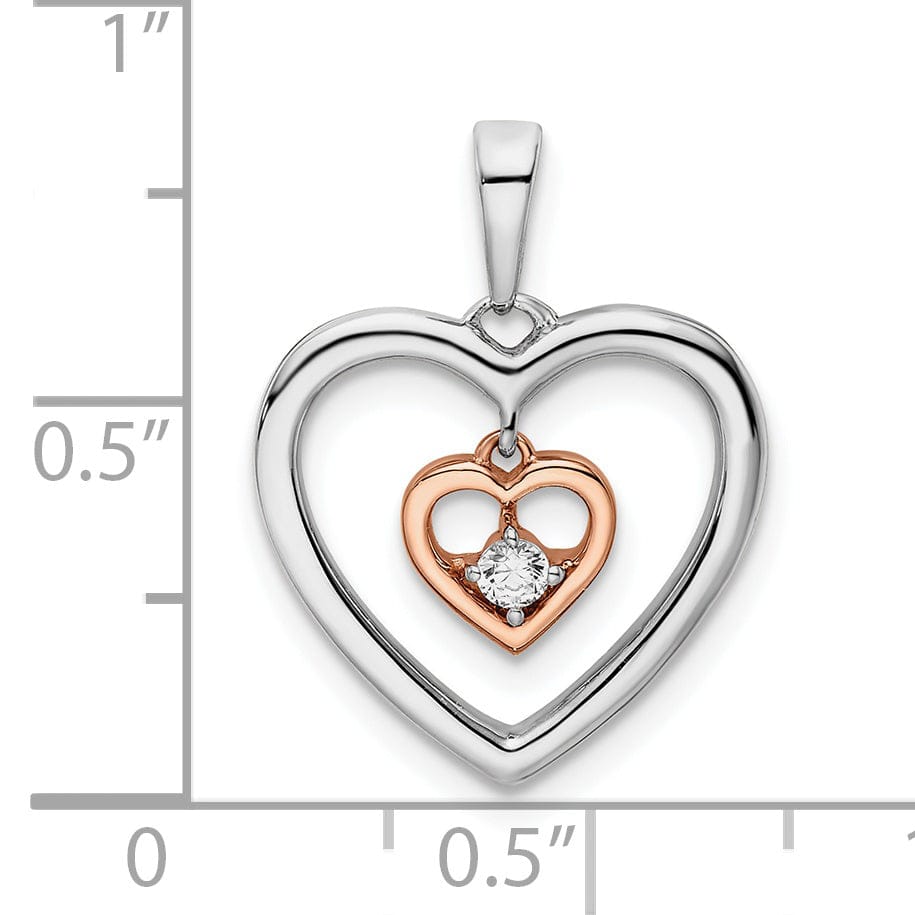 Lovely Rita's Pendants & Charms 14k Two-tone White and Rose Double Heart Diamond Pendant