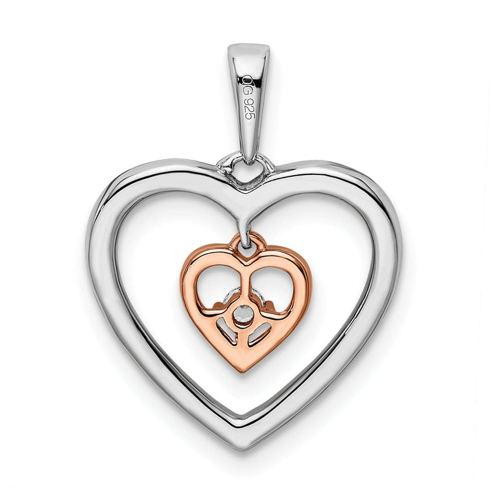 Lovely Rita's Pendants & Charms 14k Two-tone White and Rose Double Heart Diamond Pendant