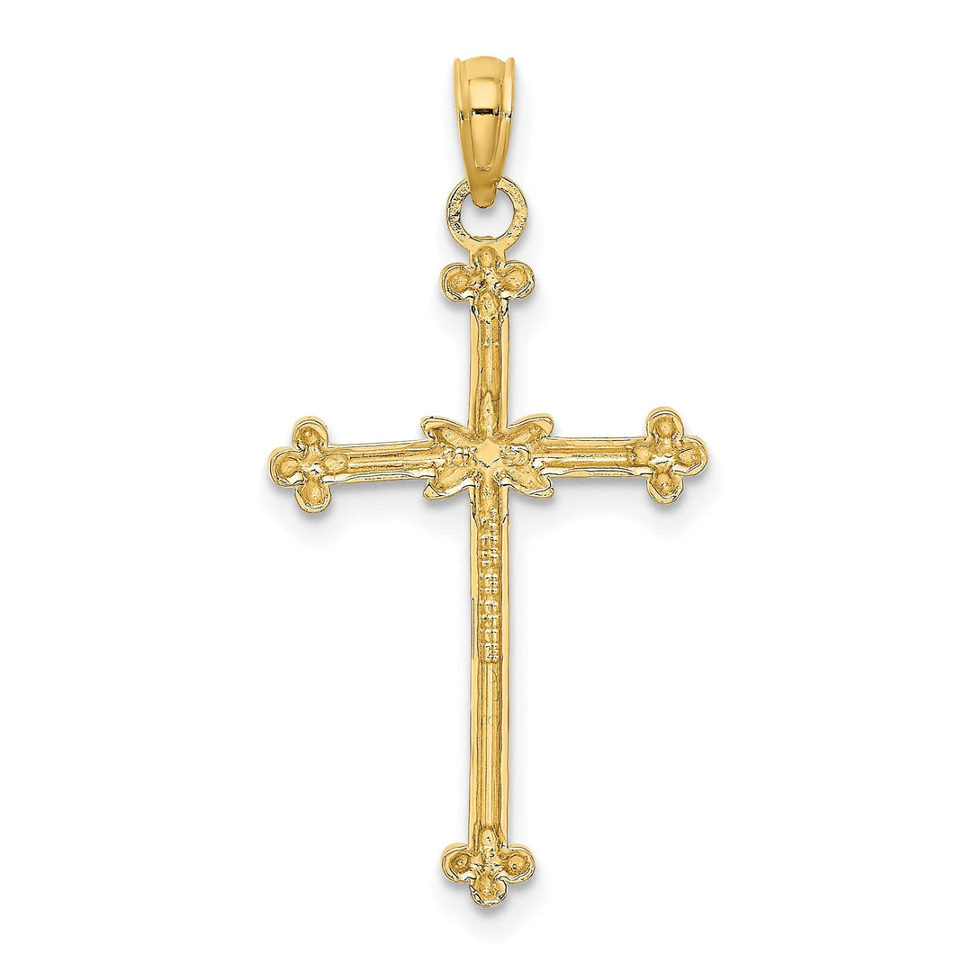 Lovely Rita's Pendants & Charms 14k Two Two Gold Sleek Budded Cross Design Pendant