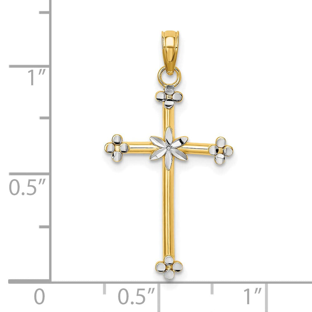 Lovely Rita's Pendants & Charms 14k Two Two Gold Sleek Budded Cross Design Pendant