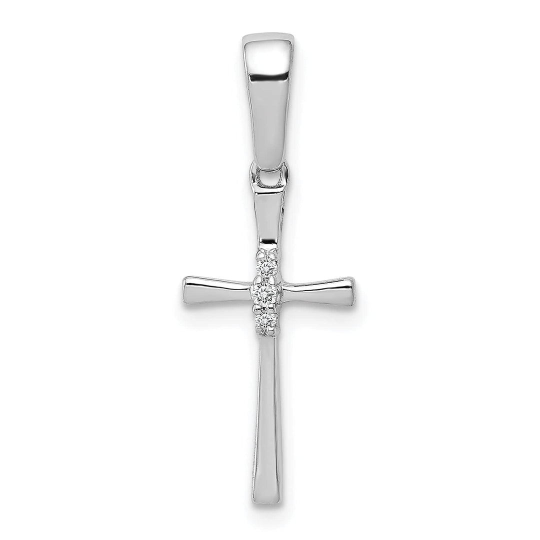 Lovely Rita's Pendants & Charms 14k White Gold .02 CT Diamond Sleek Cross Design Pendant
