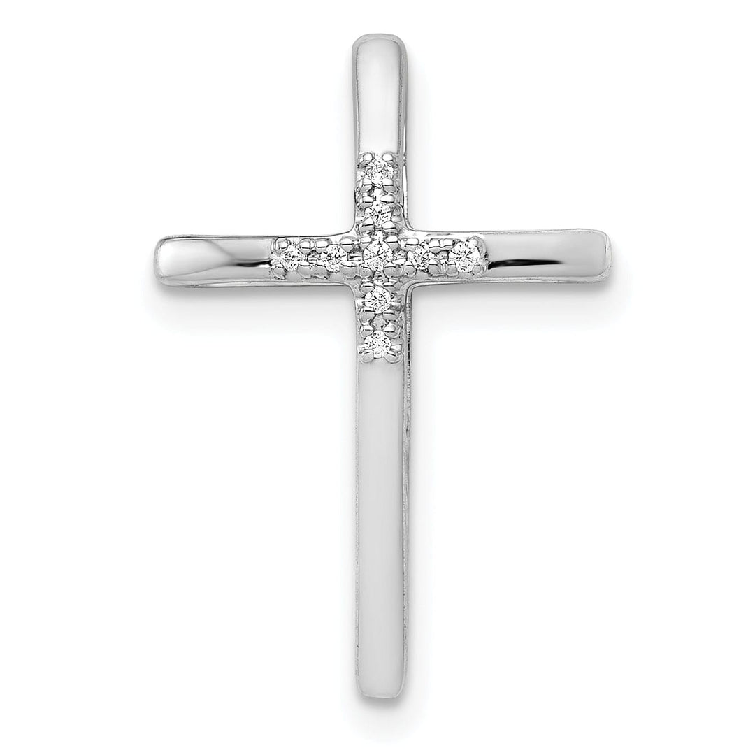 Lovely Rita's Pendants & Charms 14k White Gold .03 CT Diamond Sleek Cross Chain Slide Pendant