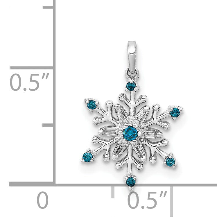 Lovely Rita's Pendants & Charms 14k White Gold 1/10 carat Blue and White Diamond Snowflake Pendant