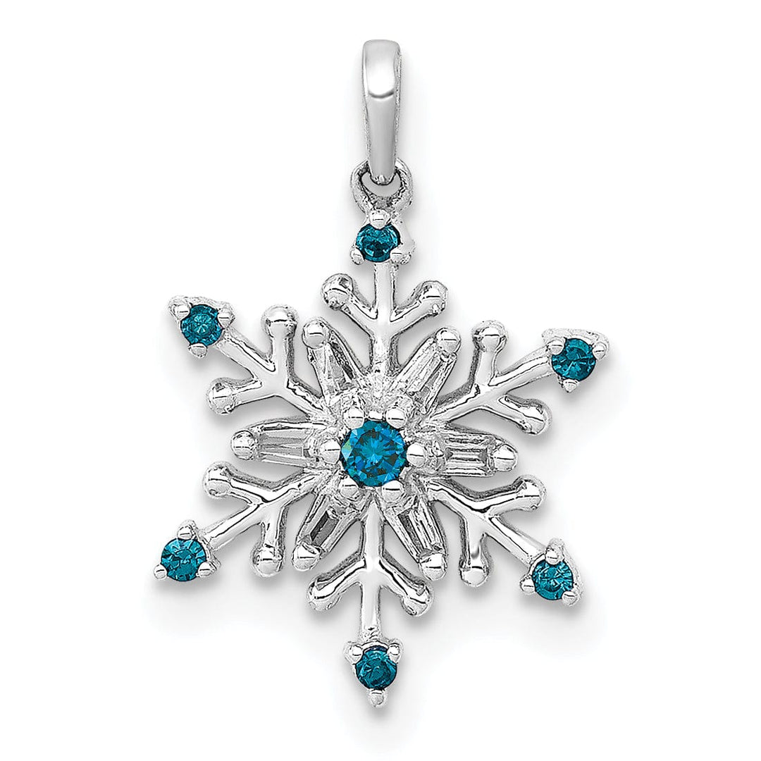 Lovely Rita's Pendants & Charms 14k White Gold 1/10 carat Blue and White Diamond Snowflake Pendant