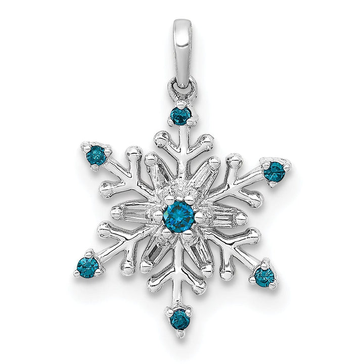 Lovely Rita's Pendants & Charms 14k White Gold 1/10 carat Blue and White Diamond Snowflake Pendant