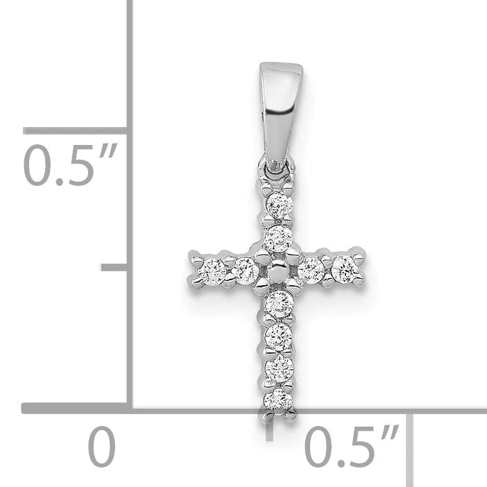 Lovely Rita's Pendants & Charms 14k White Gold 1/10 CT Diamond Latin Cross Design Pendant