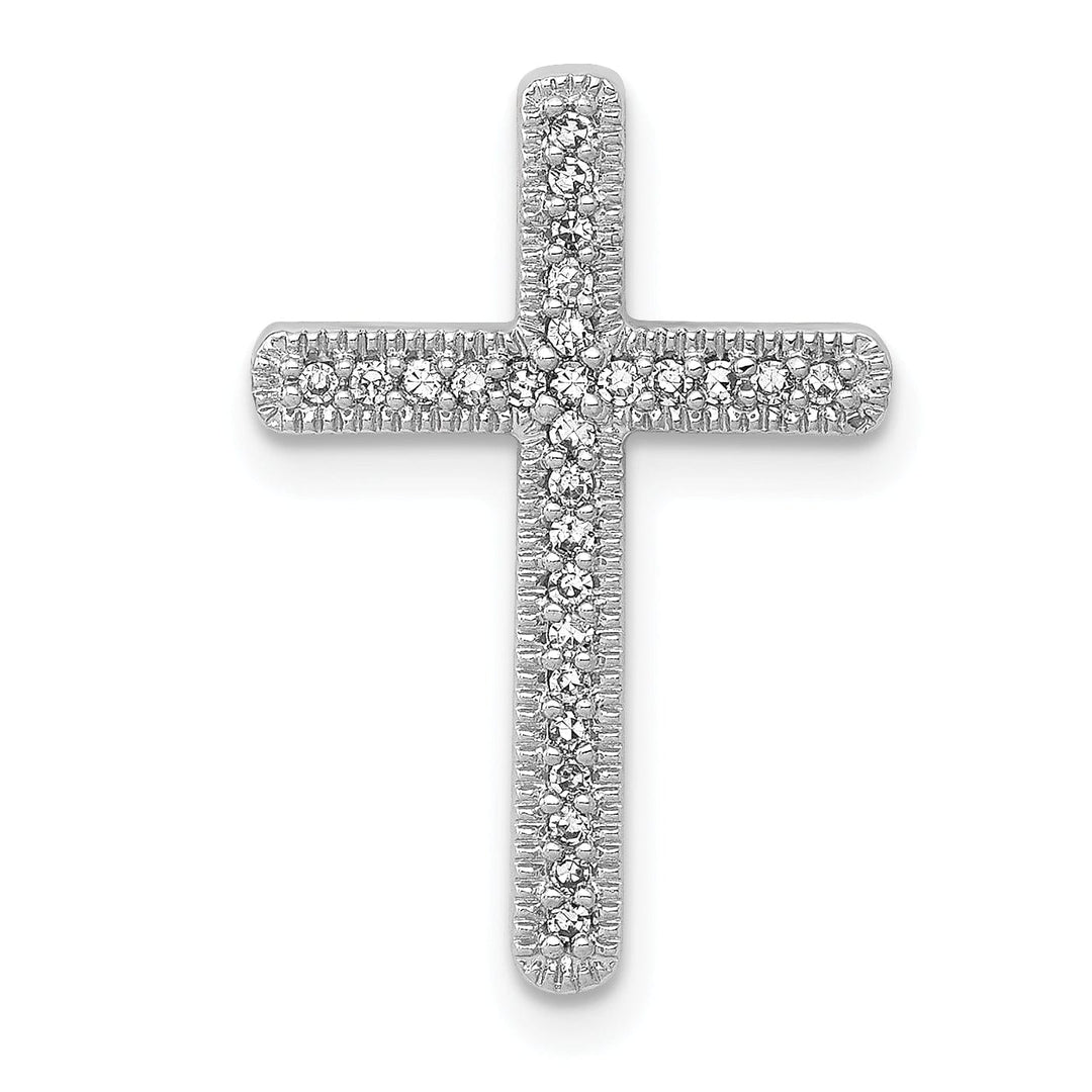 Lovely Rita's Pendants & Charms 14k White Gold 1/10 CT Diamond Ornate Design Cross Chain Slide