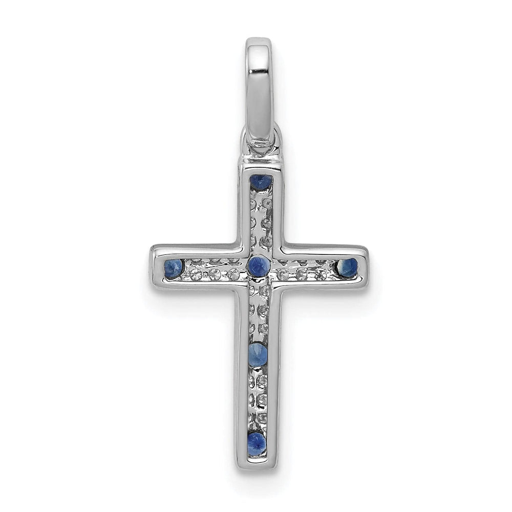 Lovely Rita's Pendants & Charms 14k White Gold 1/15 CT Diamond & Sapphire Cross Pendant