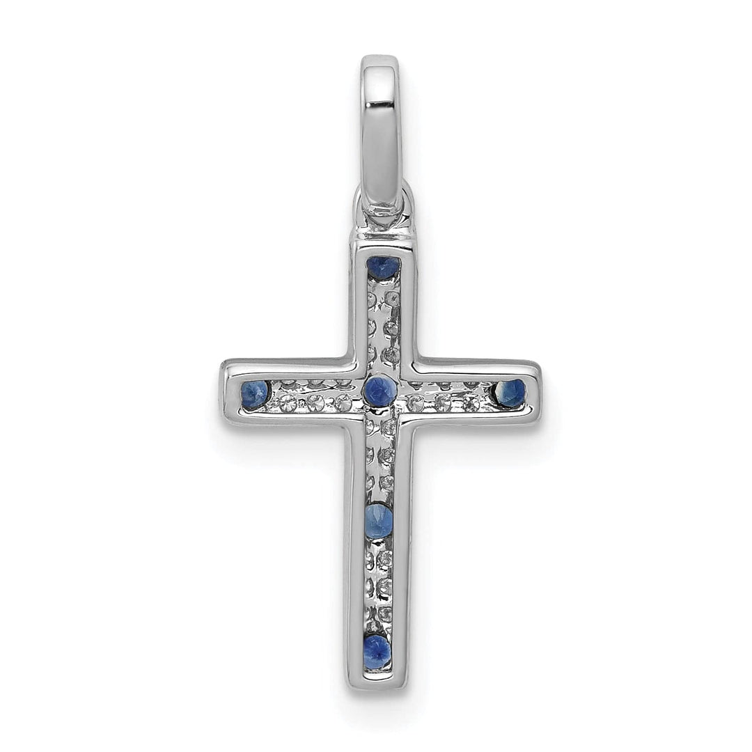 Lovely Rita's Pendants & Charms 14k White Gold 1/15 CT Diamond & Sapphire Cross Pendant