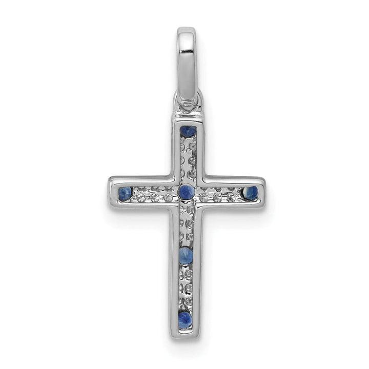 Lovely Rita's Pendants & Charms 14k White Gold 1/15 CT Diamond & Sapphire Cross Pendant