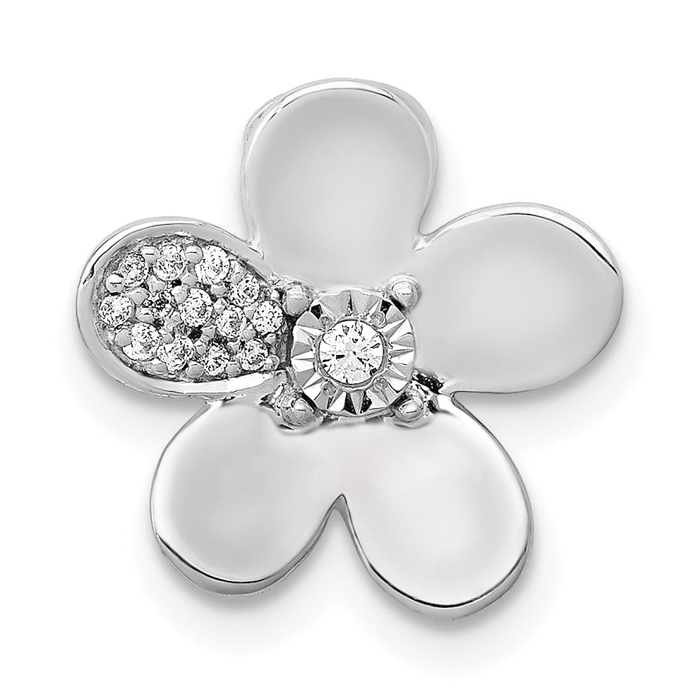 Lovely Rita's Pendants & Charms 14k White Gold 1/20 carat Diamond Flower Pendant Chain Slide